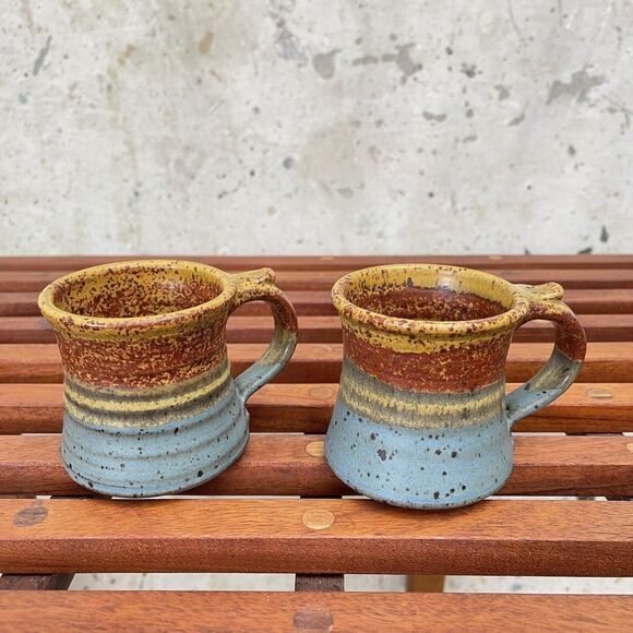 Rare Vintage Wally Schwab Flameware Ceramic Teapot w/ 2 Mugs - Picture 7 of 15